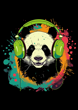 Funny Panda with Headphone