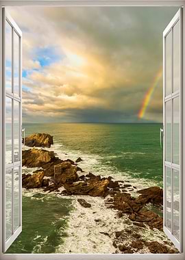 Window view sea landscape