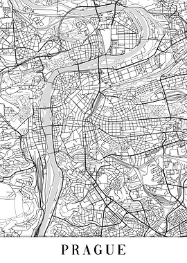 Prague White Map