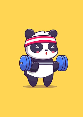 Cute Panda Gym Cartoon