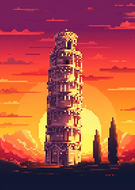 Leaning tower pixel art