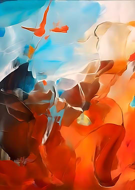 ORENGE BLUE ABSTRACT ART