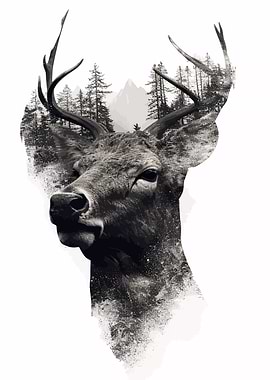 Deer and Forest Mountain