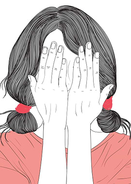 Girl Close Face with Hands