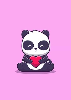 Cute Panda Holding Love