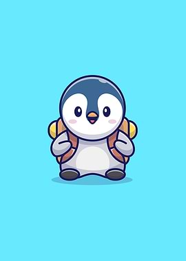 Cute Penguin With Backpack