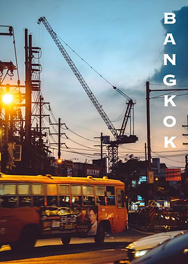 Bus in Bangkoks sunset