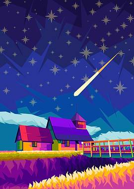 Meteor Fall Colorful Art