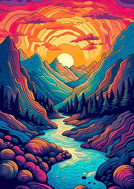 Abstract Valley Mountain