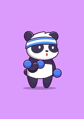 Cute Panda Gym Cartoon