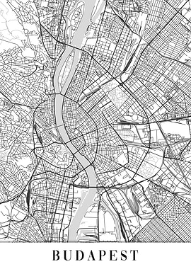Budapest White Map