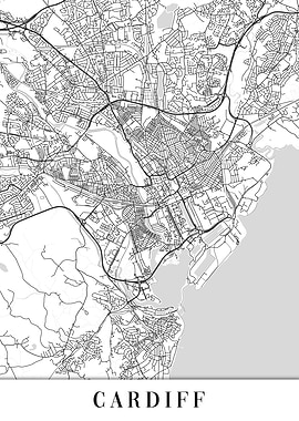 Cardiff White Map