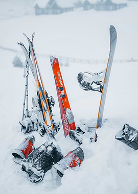 ski gear on the snow