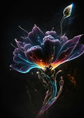 Floral Oil Painting Neon