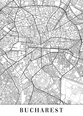 Bucharest White Map