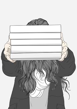 Long Hair Girl Hold a Book