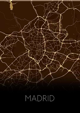 Madrid black gold city map