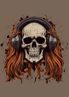 Retro Rock and Roll Skull