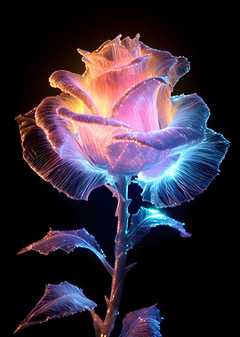 Rainbow Glowing Rose