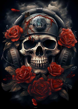 Skull Pilot Roses