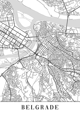 Belgrade White Map