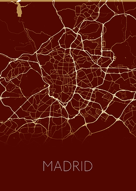 Madrid red city map