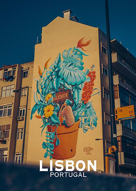 Lisbon street art sunset