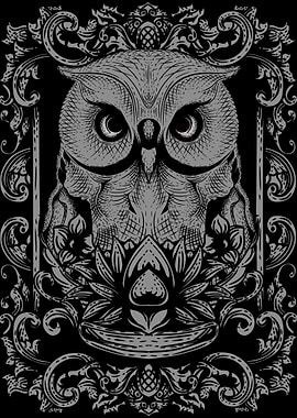 Owl engraving
