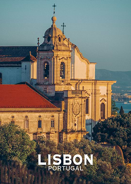 Lisbon church sunset view