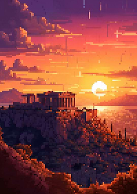 Acropolis Athens pixel art