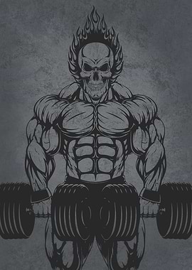 Skull Bodybuilder Lifting