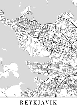 Reykjavik White Map