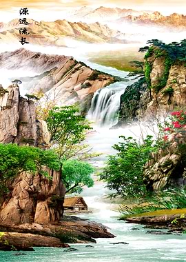 Asian Landscape waterfall