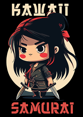 Kawai Girl Samurai Poster