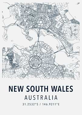 new south wales simple map