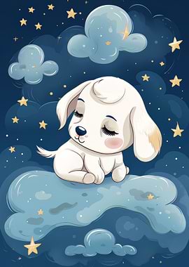 Puppy Sleeps in the Clouds