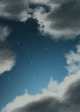 Clouds in dark blue sky