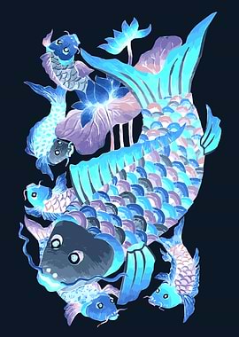 koi fish japan watercolor