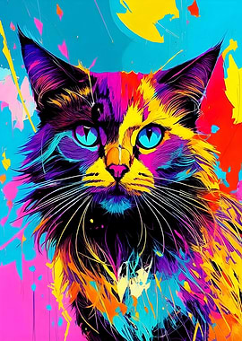 ABSTRACT COLORFUL CAT