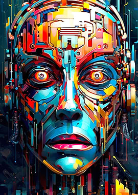 Abstract Art Robotic Face