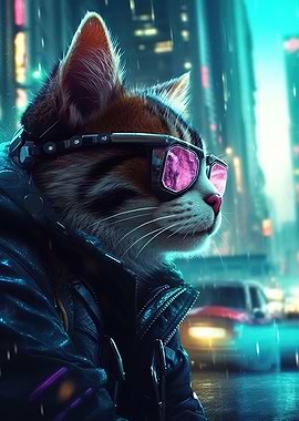 Cyberpunk cat sunglasses