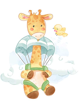 Giraffe on parachute