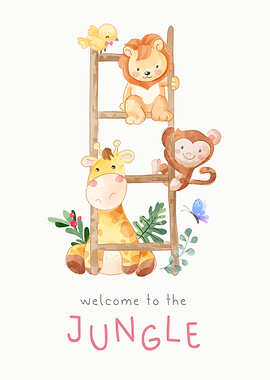 Jungle slogan with cute