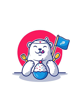 Cute Polar Bear Eat Ice