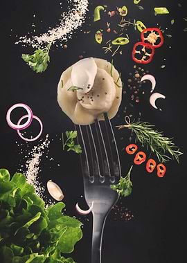 Stuffed noodle on fork