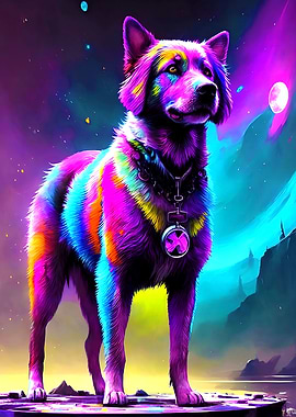 ABSTRACT COLORFUL DOG