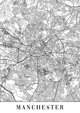 Manchester White Map
