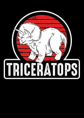 Triceratops on a red sun