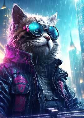 Cyberpunk cat sunglasses