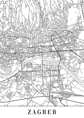 Zagreb White Map